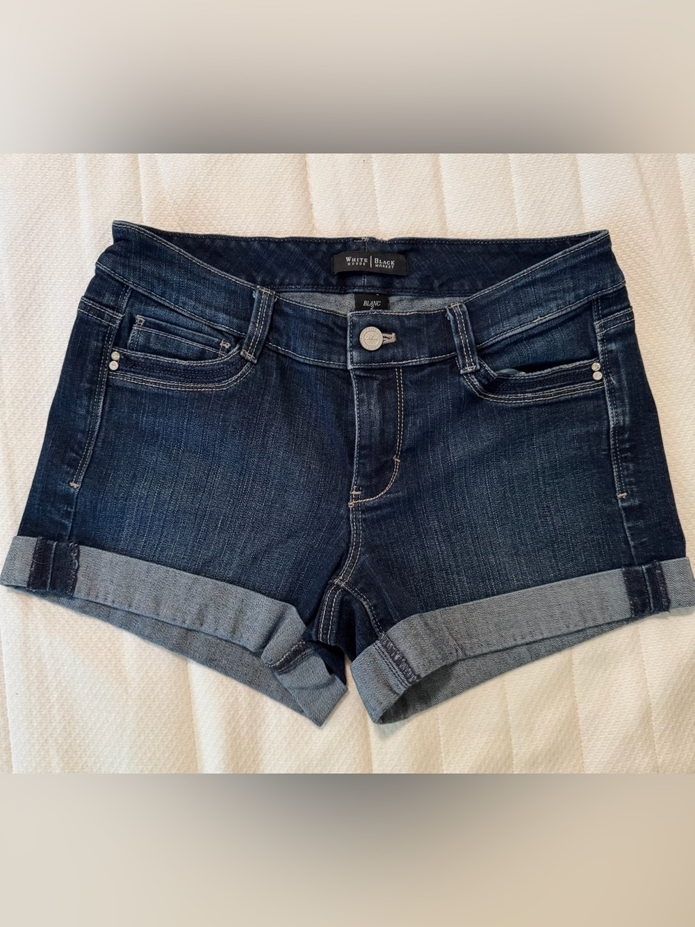 White House Black Market Dark Wash Denim Cuffed Shorts Size 2